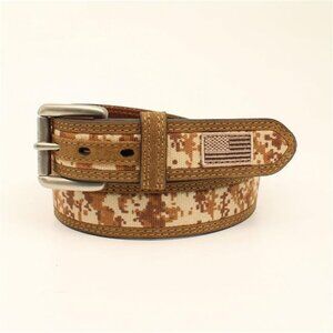 Ariat Men's Embroidered Flag Digital Camo Genuine Leather Belt A1035044